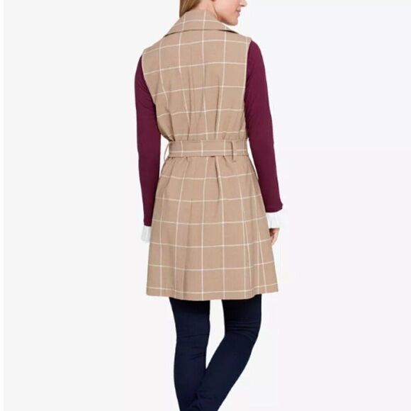 TOMMY HILFIGER Windowpane Belted Vest - Picture 2 of 6